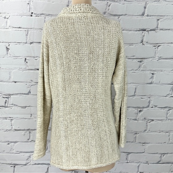 Vintage Rathlin Tin Chonaill Cardigan Sweater Linen Blend Medium Ireland Beige - Picture 2 of 10